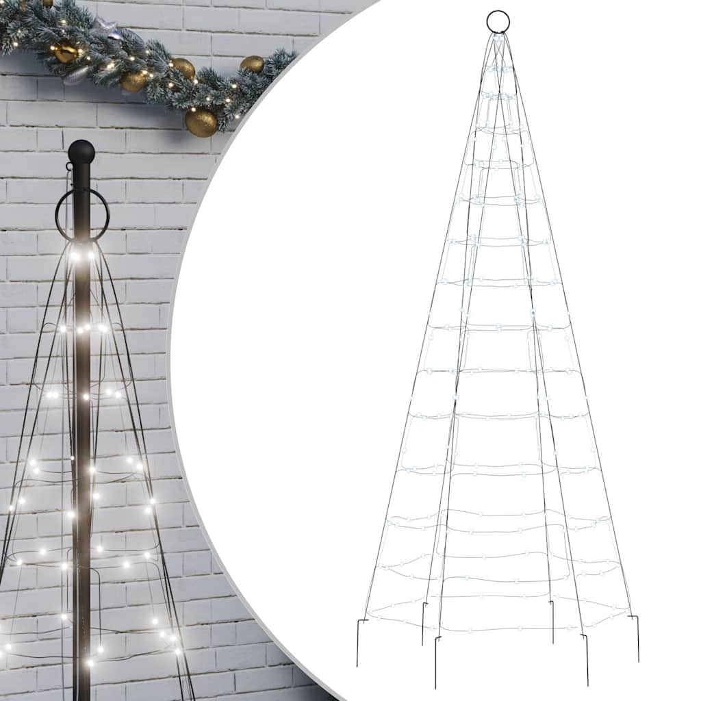 LED Juletre på Flaggstang 200 LEDs Kald Hvit 180 cm
