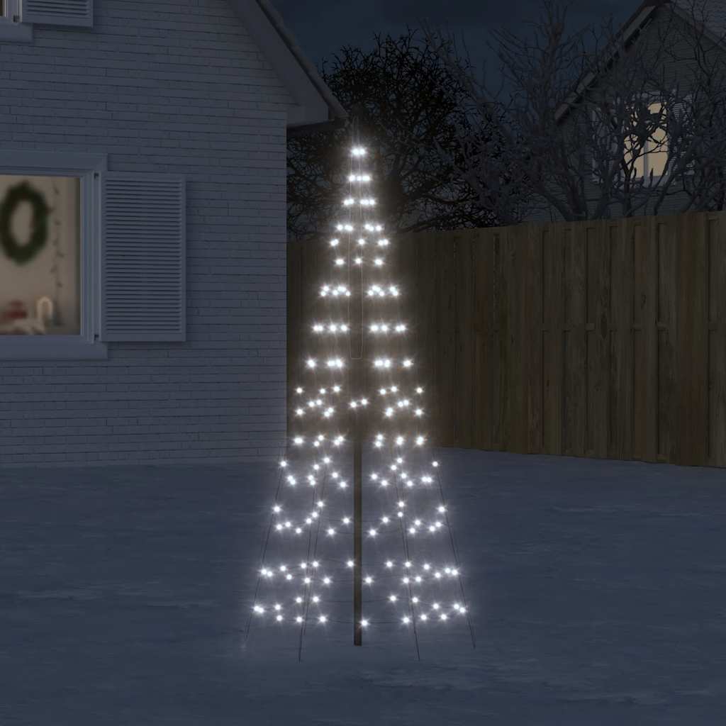 LED Juletre på Flaggstang 200 LEDs Kald Hvit 180 cm