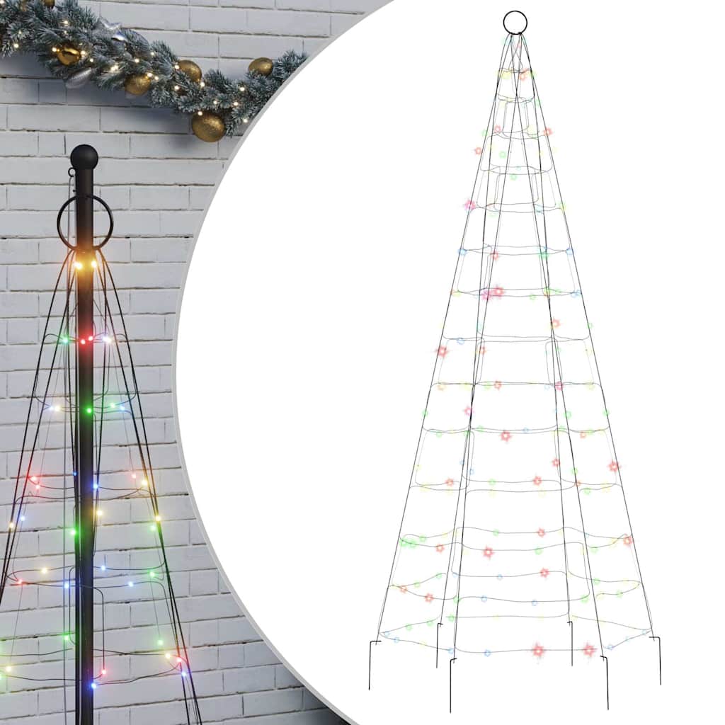 LED juletre på flaggstang 200 LEDs Fargerike 180 cm