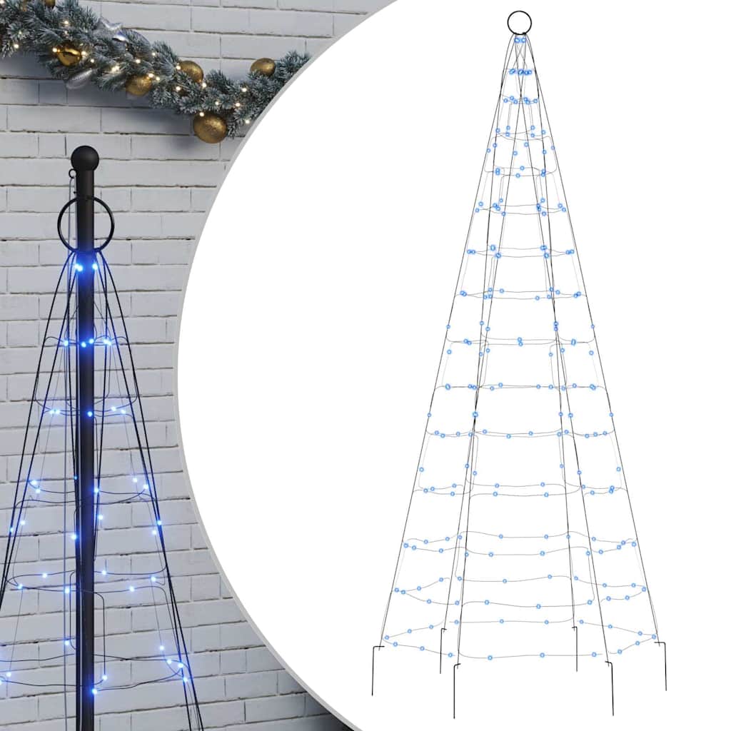 LED Juletre på Flaggstang 200 LEDs Blå 180 cm