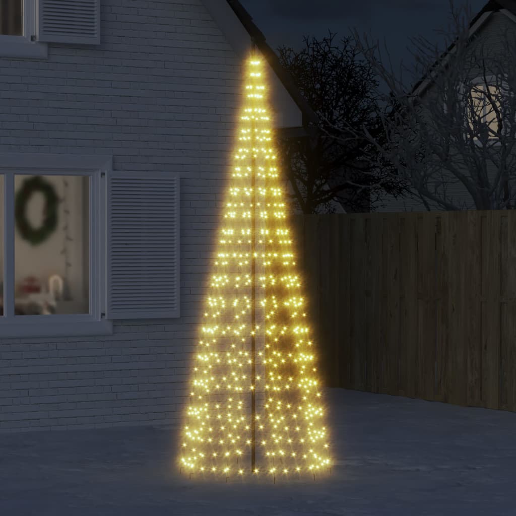 LED Juletre på Flaggstang 550 LEDs Varm Hvit 300 cm