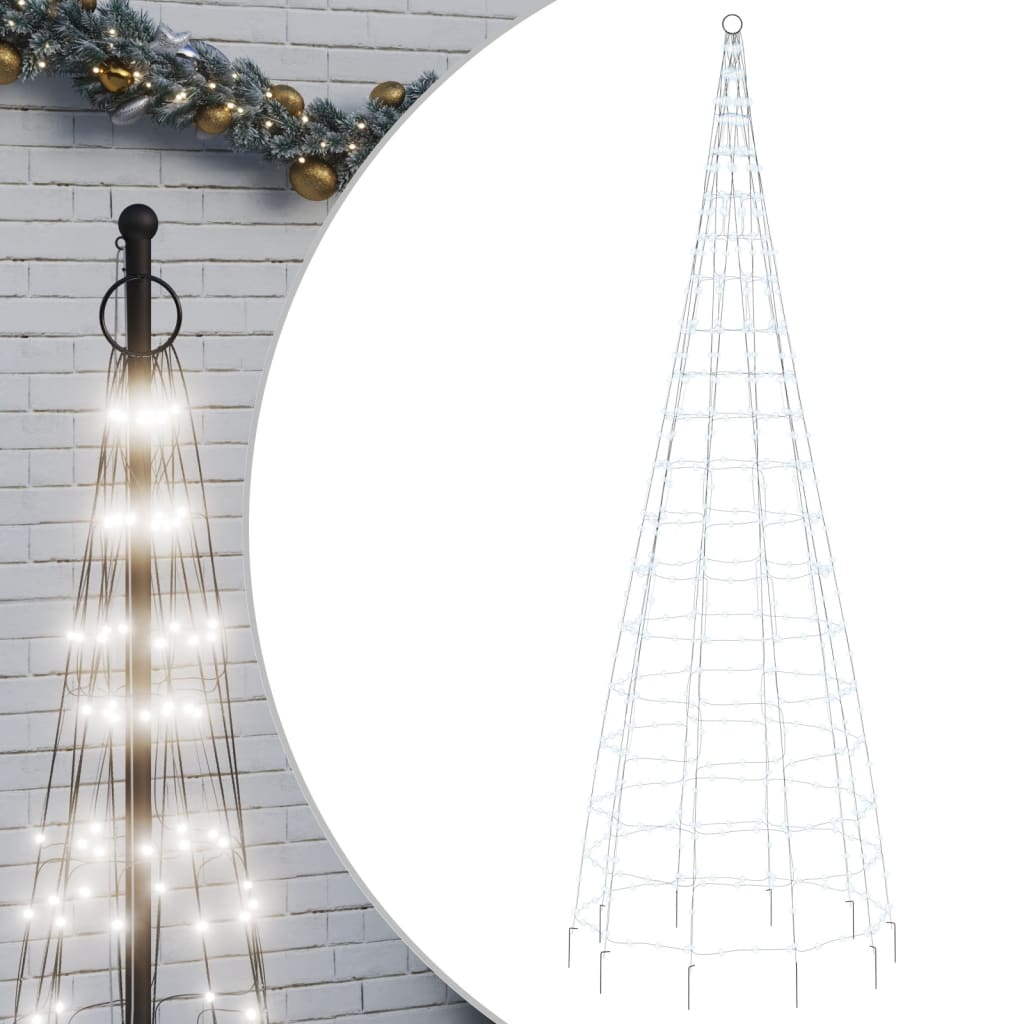 LED Juletre på Flaggstang 550 LEDs Kald Hvit 300 cm