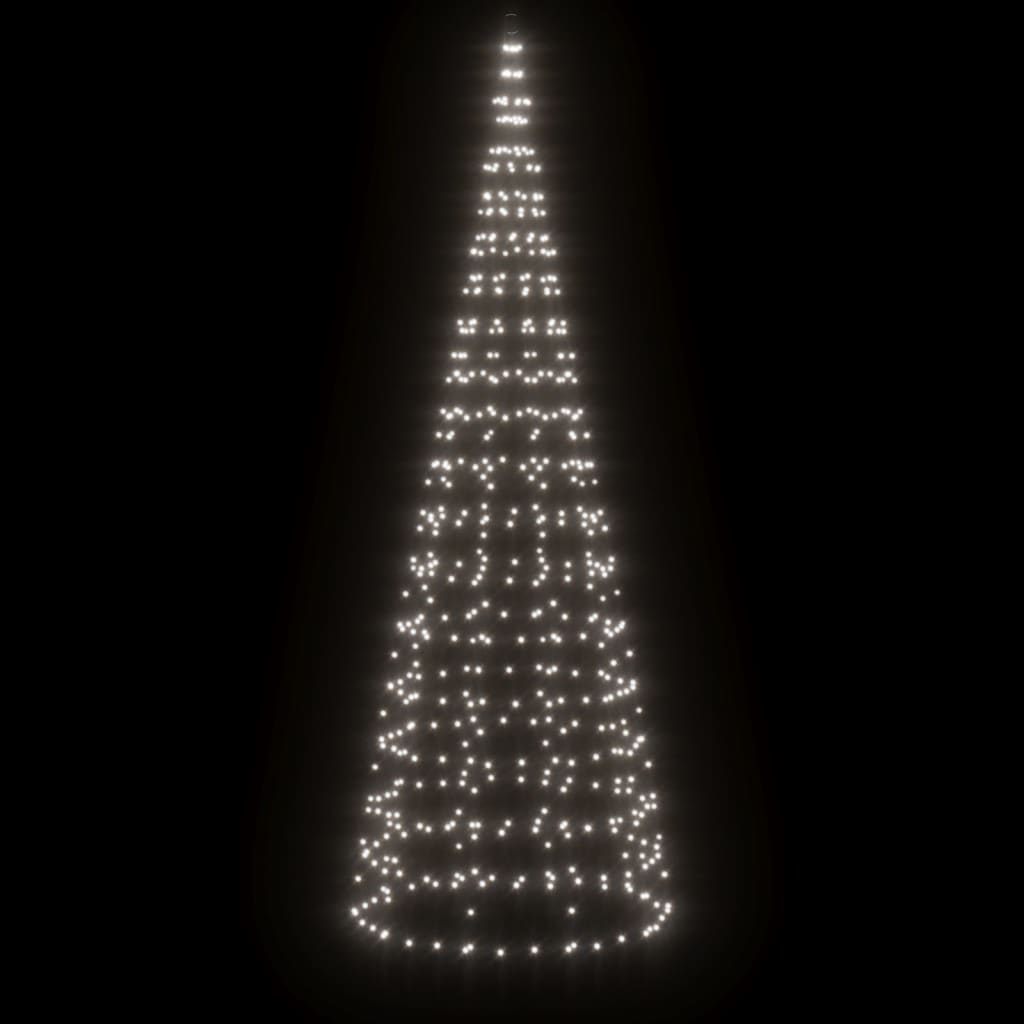 LED Juletre på Flaggstang 550 LEDs Kald Hvit 300 cm