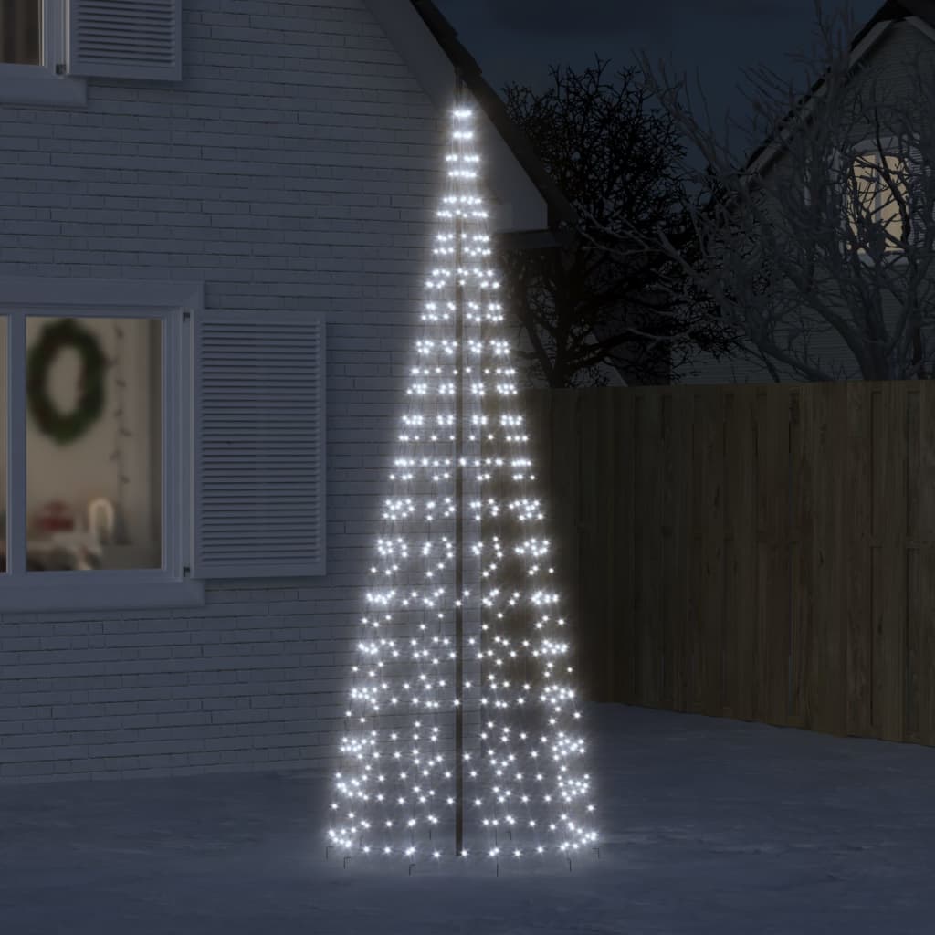 LED Juletre på Flaggstang 550 LEDs Kald Hvit 300 cm