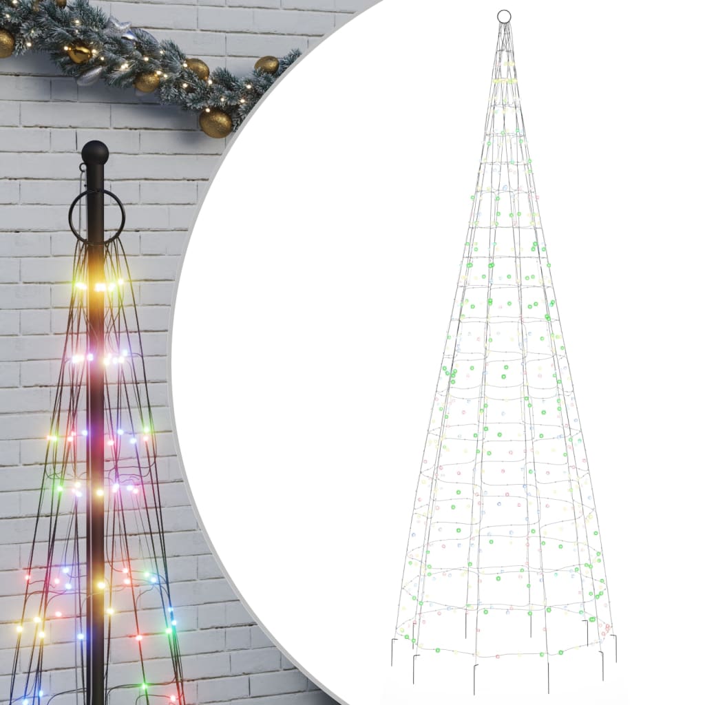 LED juletre på flaggstang 550 LEDs Fargerike 300 cm