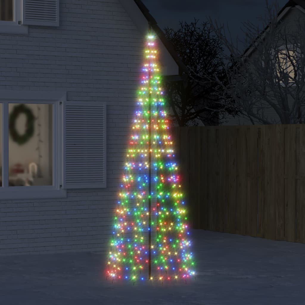 LED juletre på flaggstang 550 LEDs Fargerike 300 cm