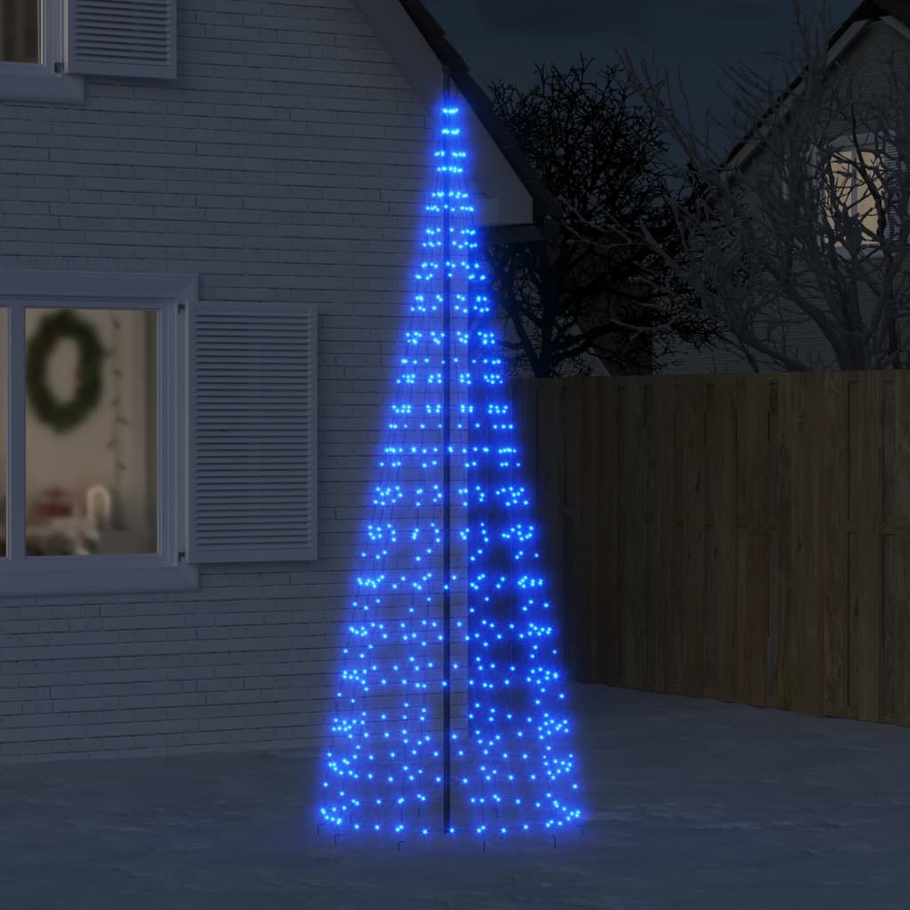 LED Juletre på Flaggstang 550 LEDs Blå 300 cm