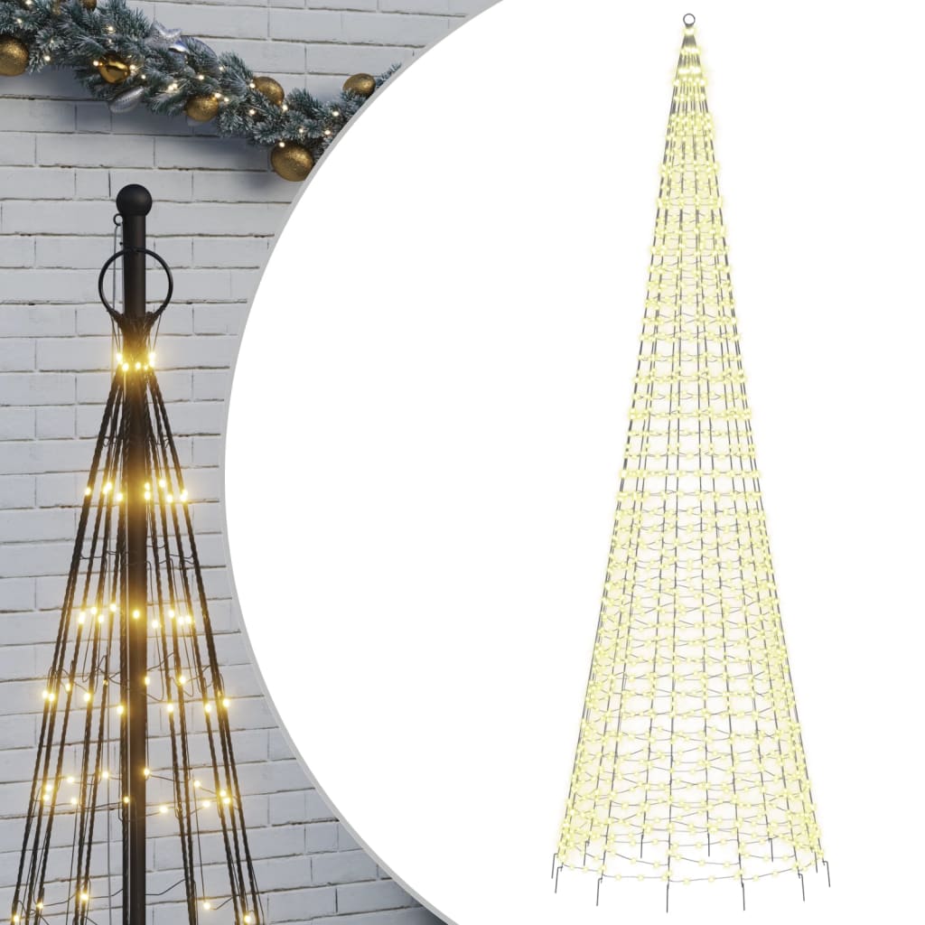 LED Juletre på Flaggstang 1534 LEDs Varm Hvit 500 cm