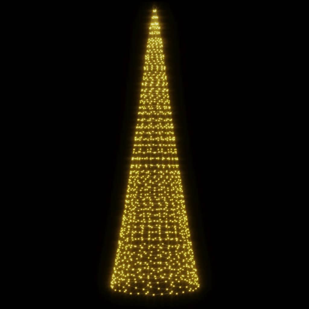 LED Juletre på Flaggstang 1534 LEDs Varm Hvit 500 cm
