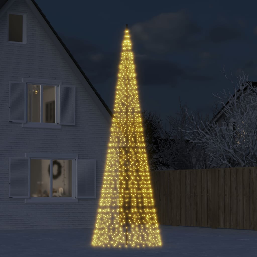 LED Juletre på Flaggstang 1534 LEDs Varm Hvit 500 cm