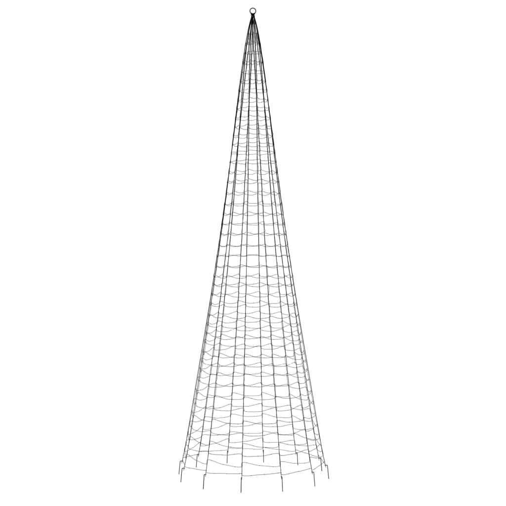 LED juletre på flaggstang 1534 LEDs Kald Hvit 500 cm