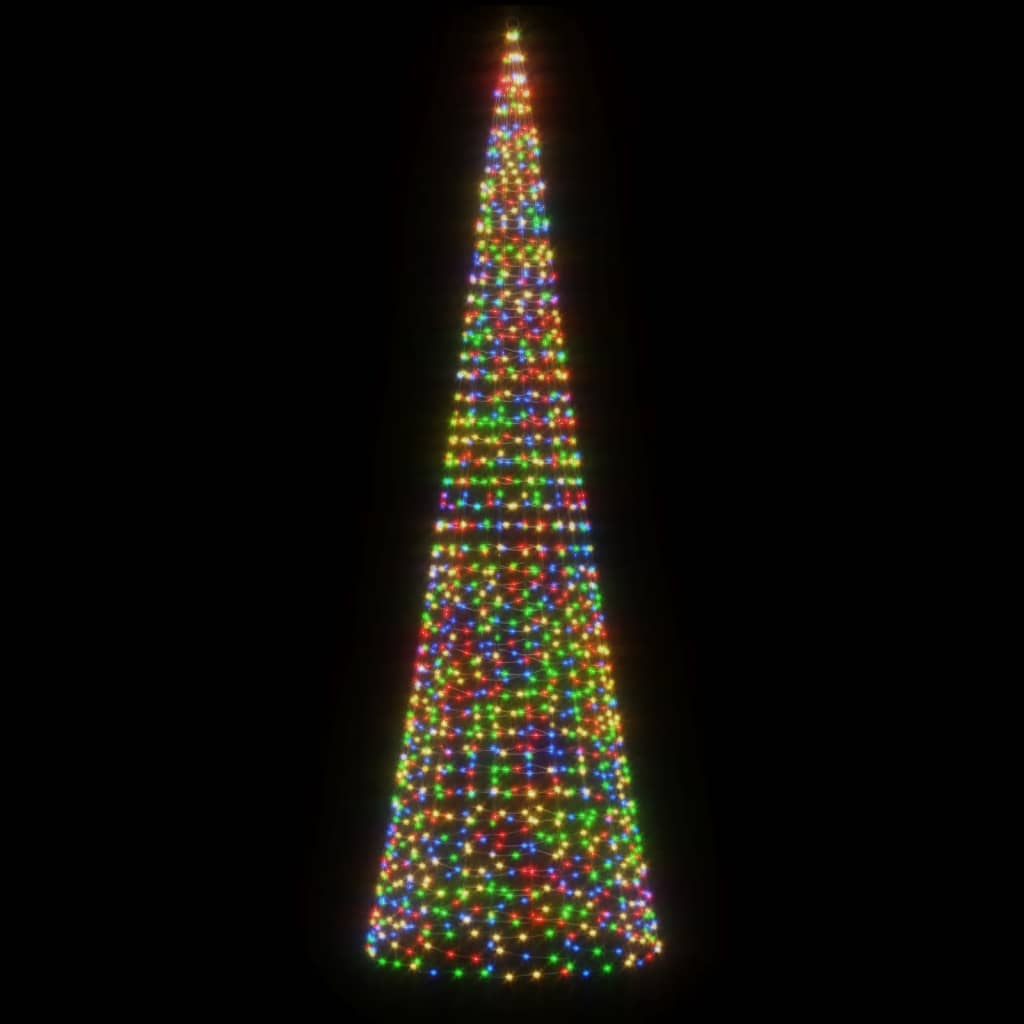 LED juletre på flaggstang 1534 LEDs Fargerike 500 cm