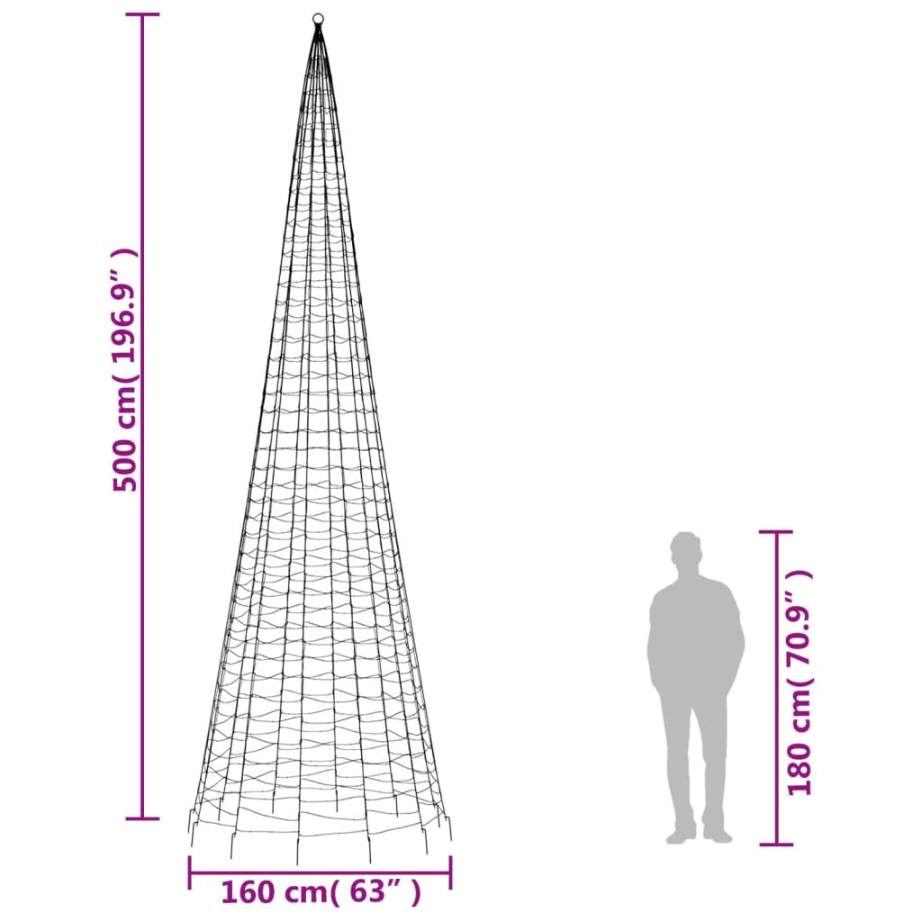 Juletre lyskjegle med pigger 1534 LED blå 500 cm