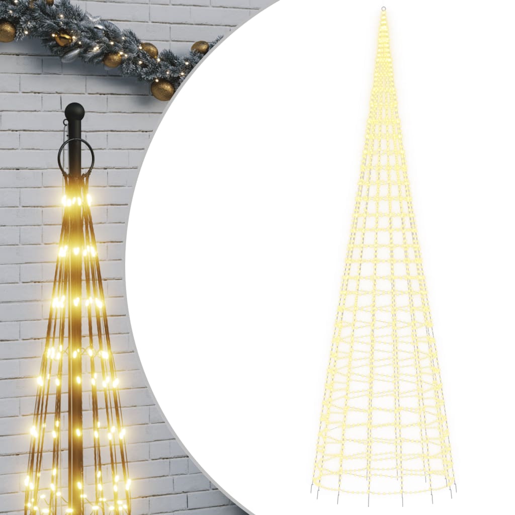 LED Juletre på Flaggstang 3000 LEDs Varm Hvit 800 cm