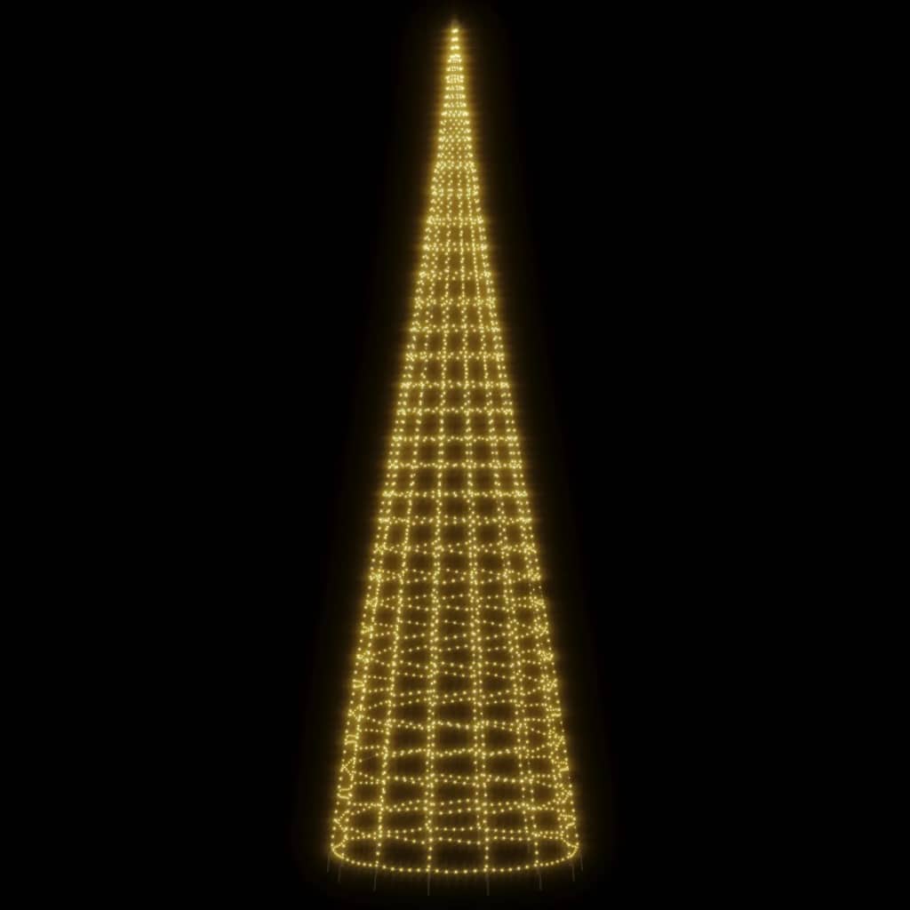 LED Juletre på Flaggstang 3000 LEDs Varm Hvit 800 cm