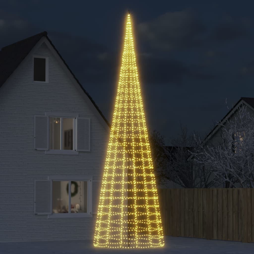 LED Juletre på Flaggstang 3000 LEDs Varm Hvit 800 cm