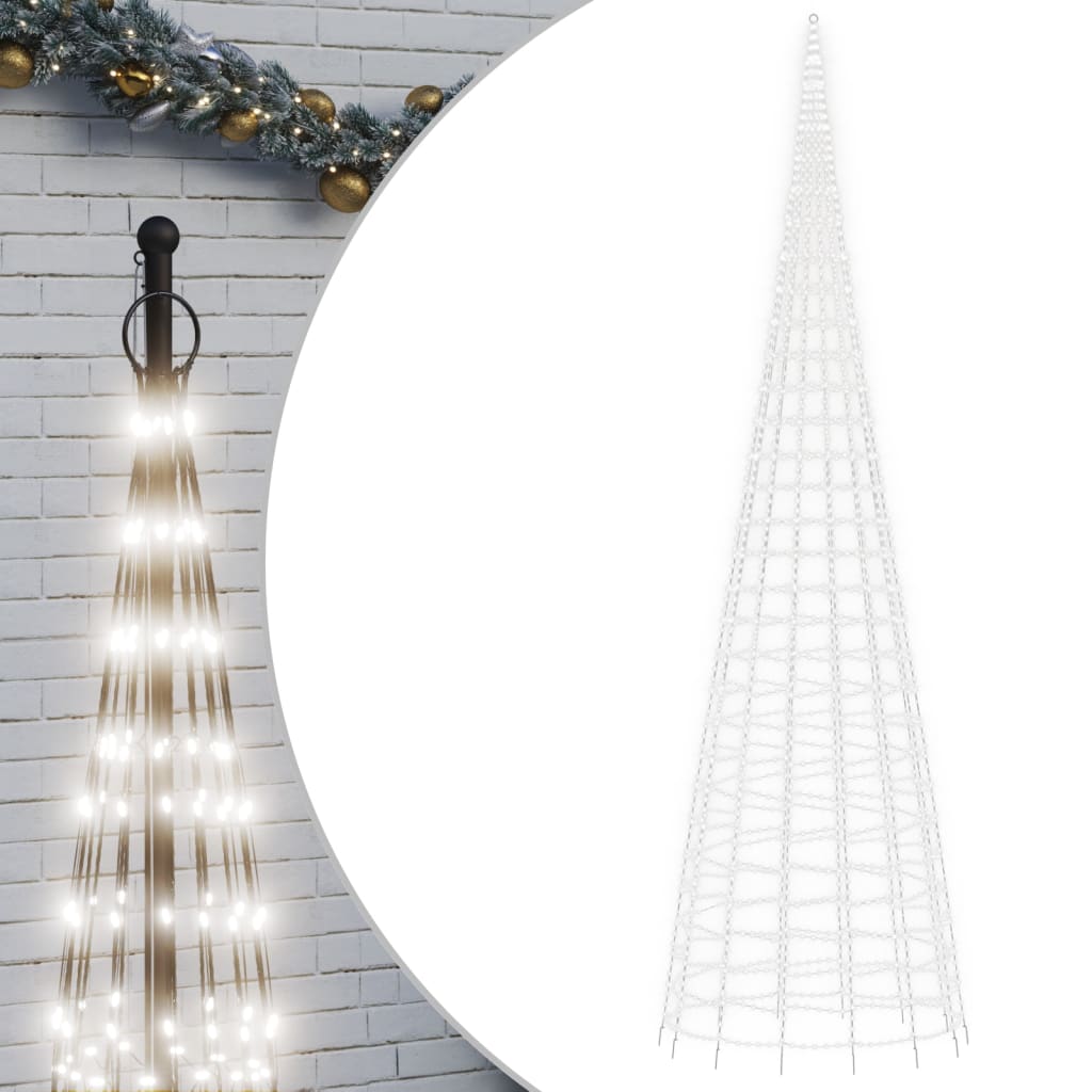 LED Juletre på Flaggstang 3000 LEDs Kald Hvit 800 cm