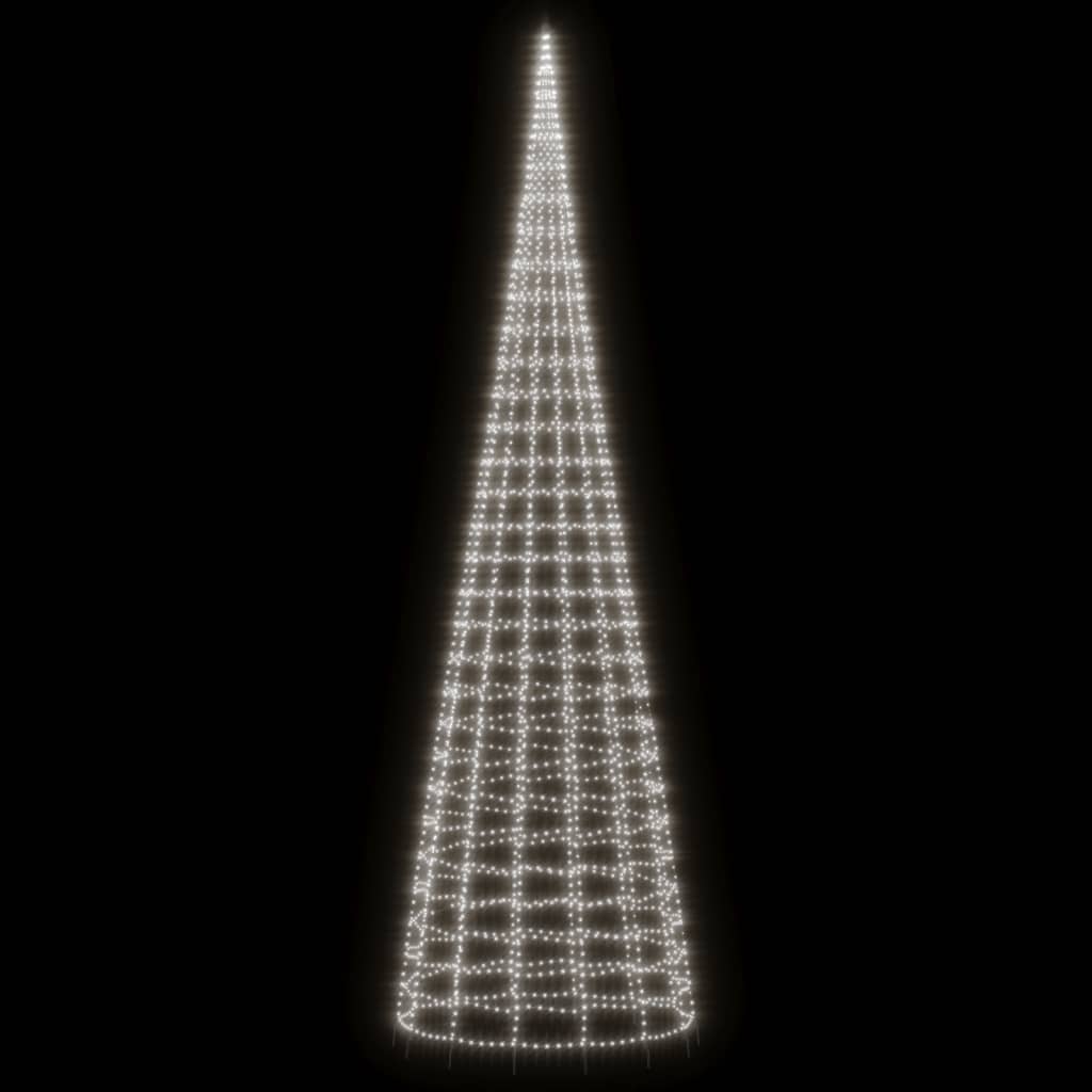 LED Juletre på Flaggstang 3000 LEDs Kald Hvit 800 cm