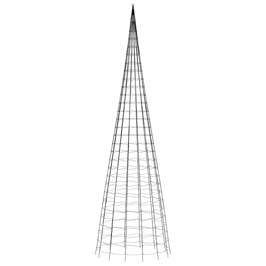 LED Juletre på Flaggstang 3000 LEDs Kald Hvit 800 cm