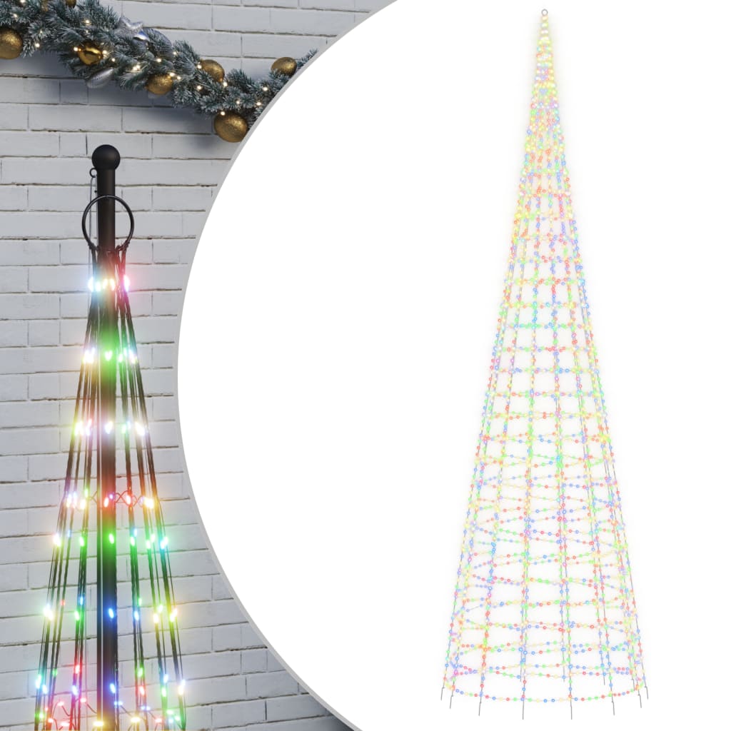 LED juletre på flaggstang 3000 LEDs Fargerike 800 cm