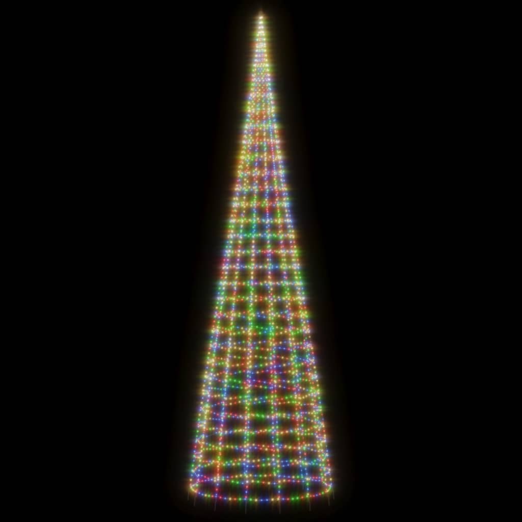 LED juletre på flaggstang 3000 LEDs Fargerike 800 cm
