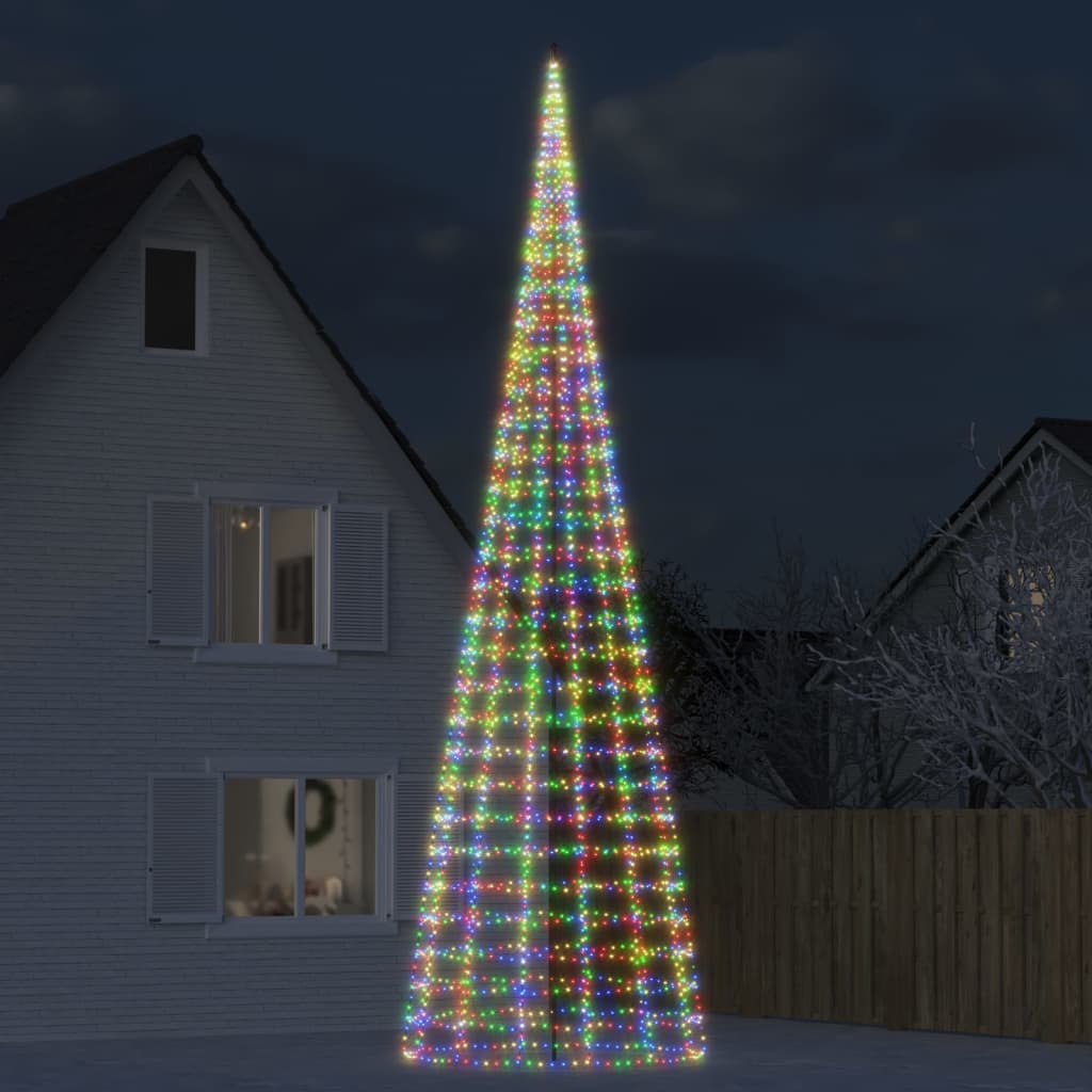 LED juletre på flaggstang 3000 LEDs Fargerike 800 cm