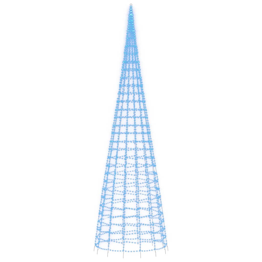 Juletre på flaggstang 3000 LED blå 800 cm