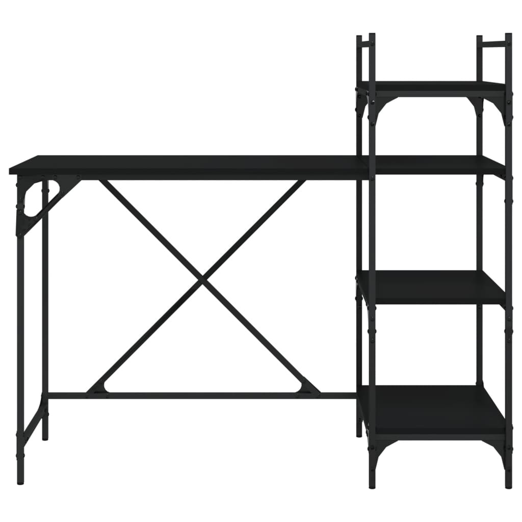 Databord med hyller svart 120x47x109 cm