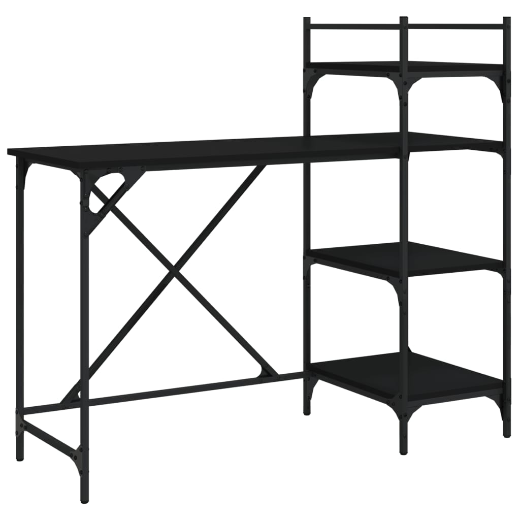 Databord med hyller svart 120x47x109 cm