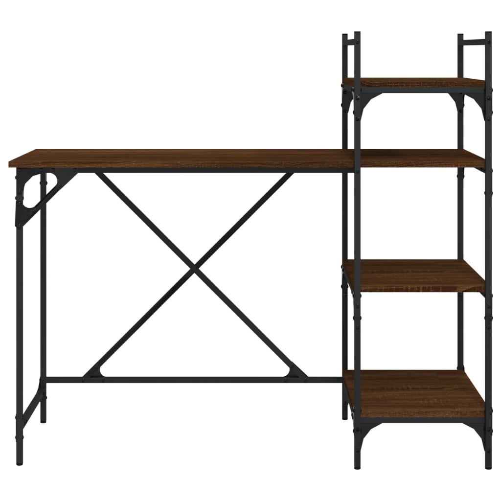 Databord med hyller brun eik 120x47x109 cm