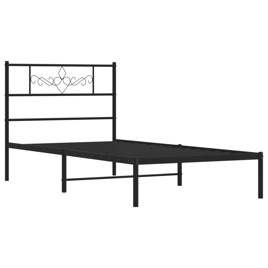 Sengeramme i metall med hodegavl svart 80x200 cm