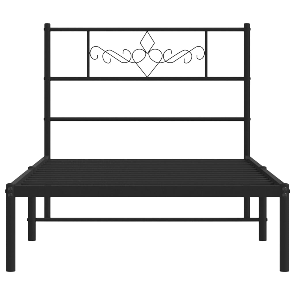 Sengeramme i metall med hodegavl svart 80x200 cm
