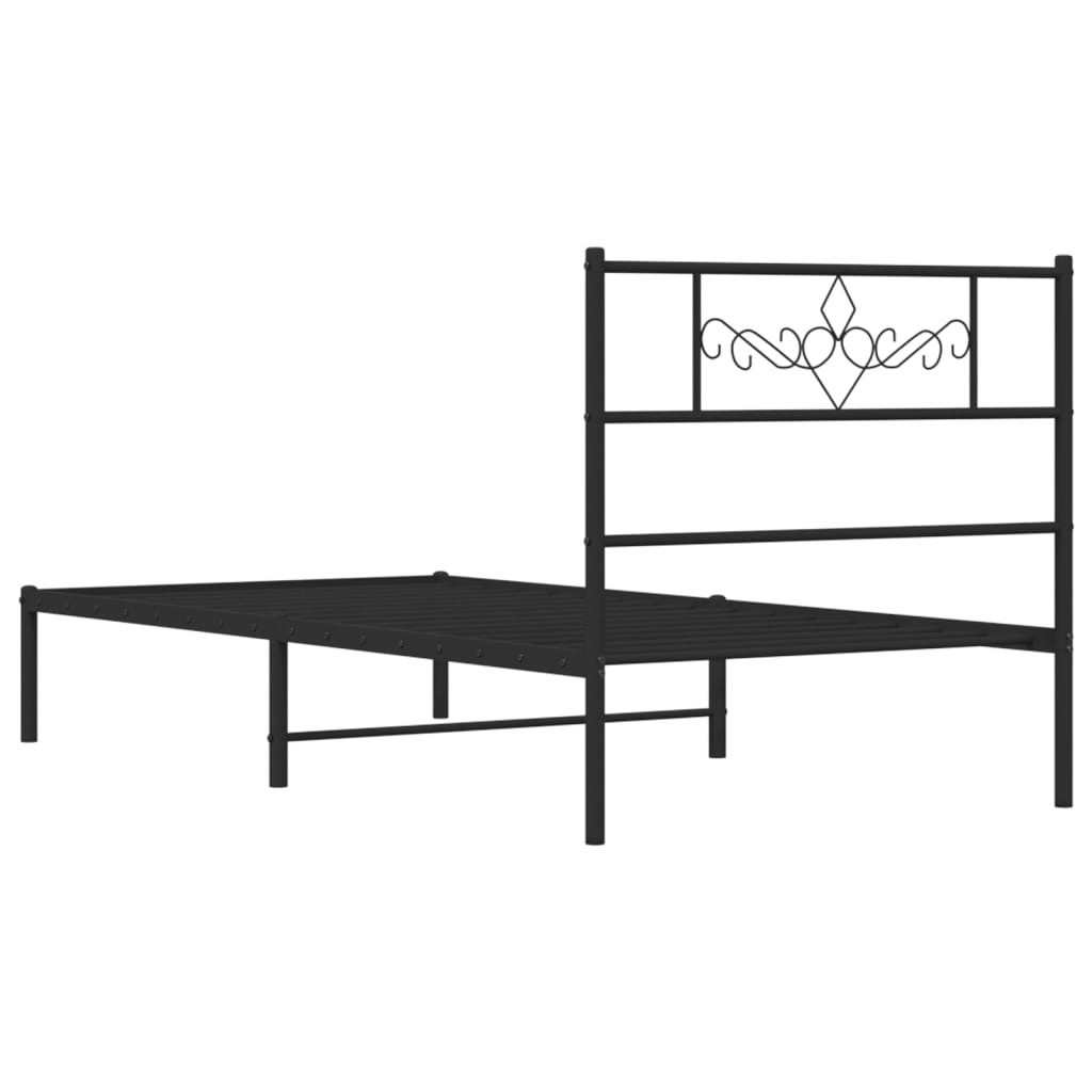 Sengeramme i metall med hodegavl svart 80x200 cm