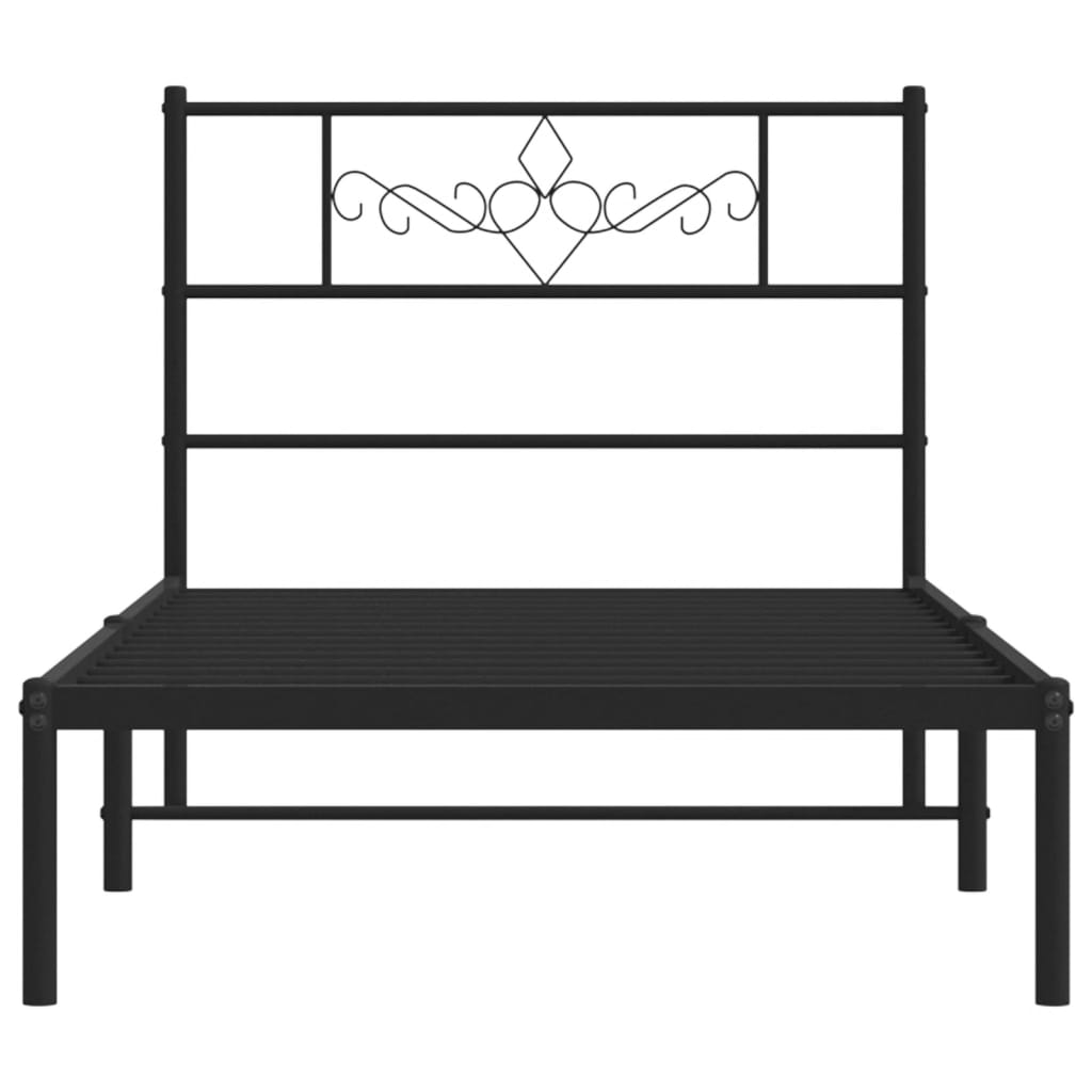Sengeramme i metall med hodegavl svart 90x200 cm