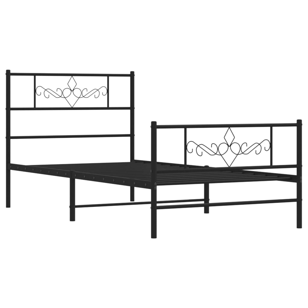 Sengeramme i metall med hode- og fotgavl svart 80x200 cm