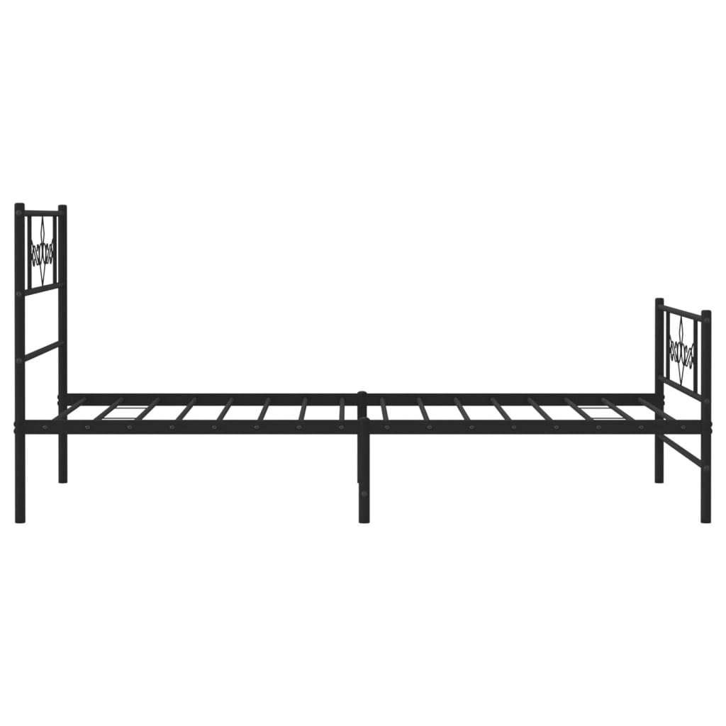 Sengeramme i metall med hode- og fotgavl svart 80x200 cm