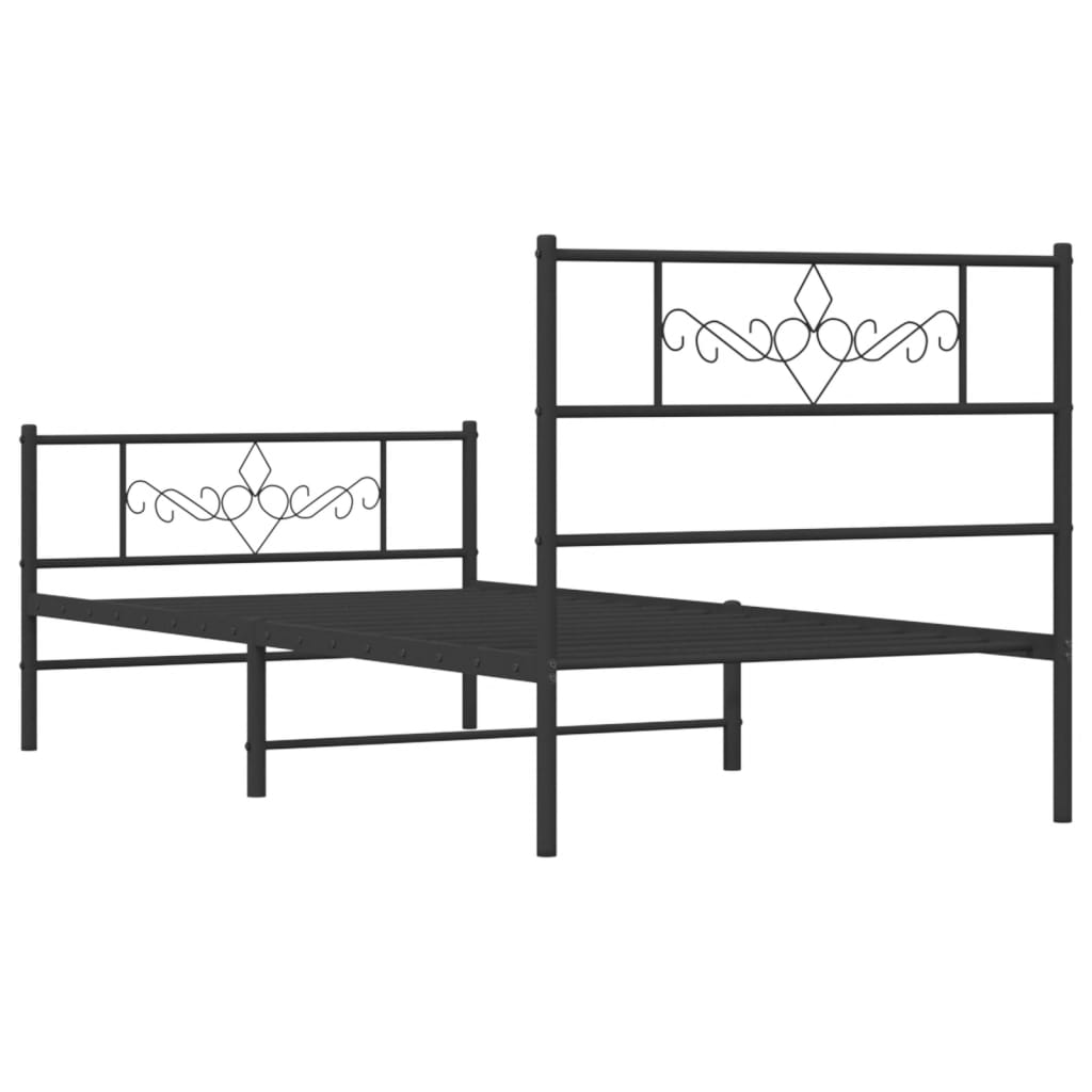 Sengeramme i metall med hode- og fotgavl svart 80x200 cm