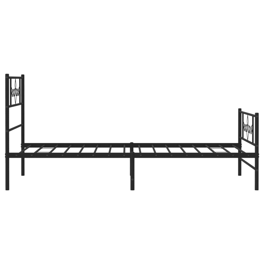 Sengeramme i metall med hode- og fotgavl svart 90x200 cm
