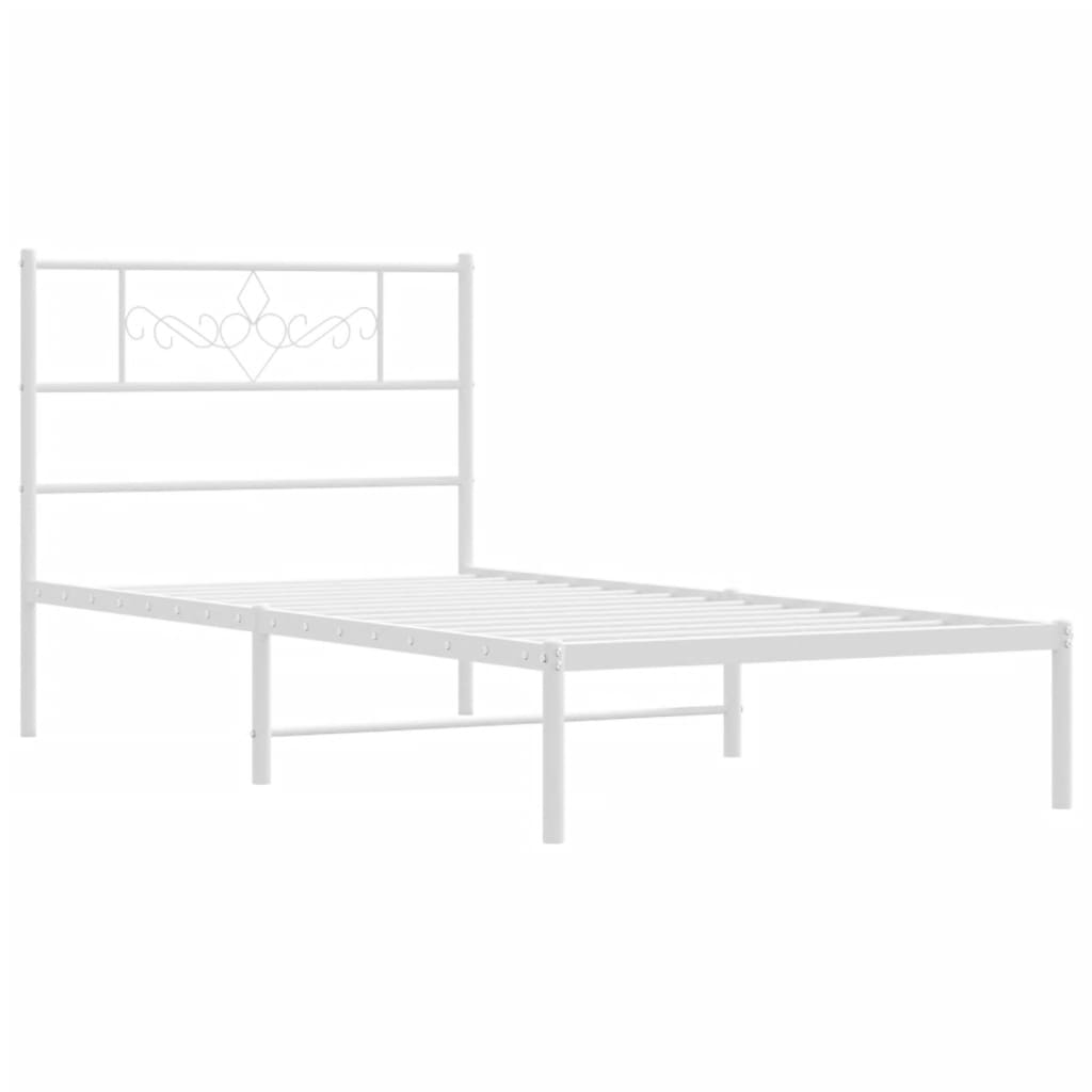 Sengeramme i metall med hodegavl hvit 90x200 cm