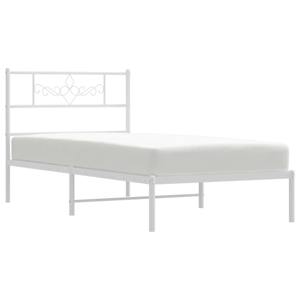 Sengeramme i metall med hodegavl hvit 90x200 cm