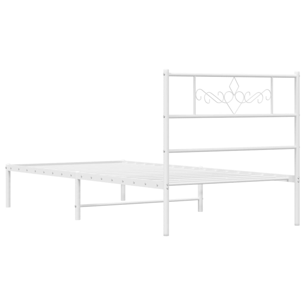 Sengeramme i metall med hodegavl hvit 90x200 cm