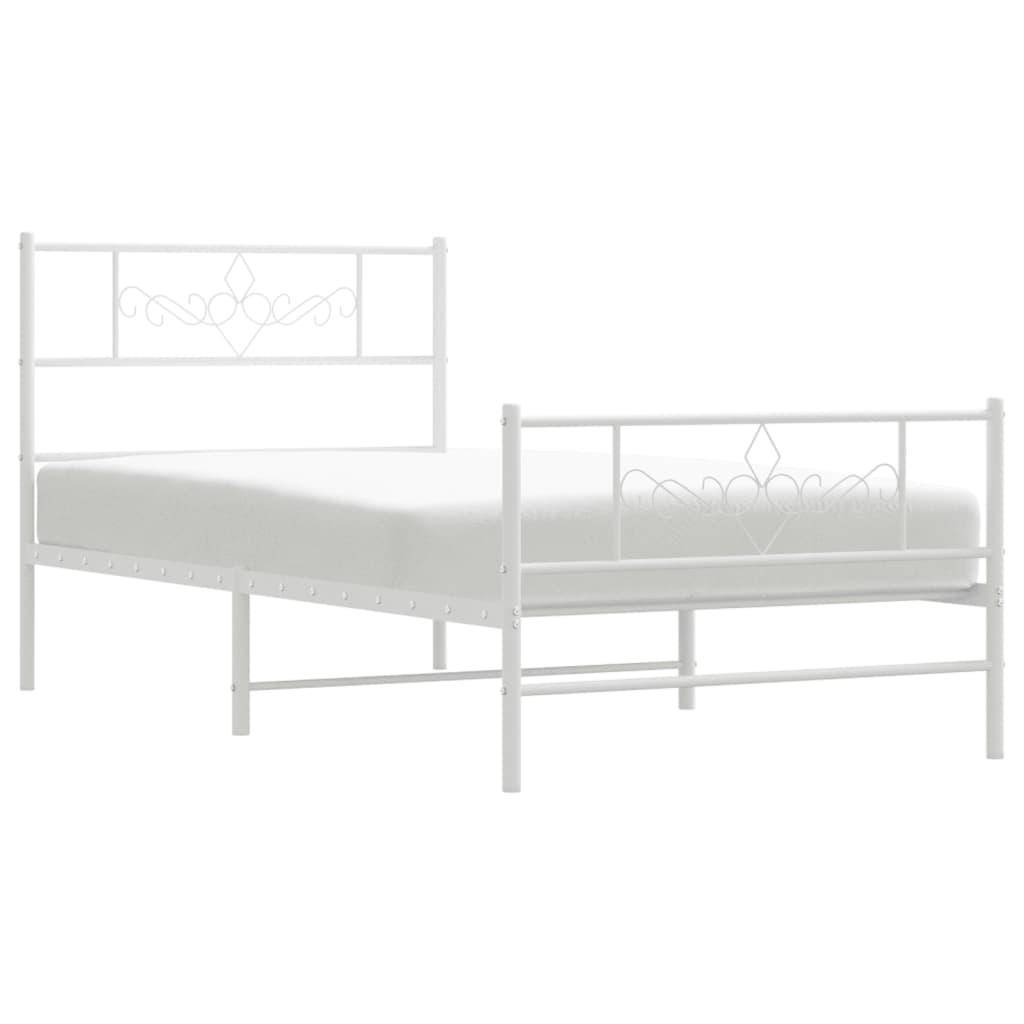 Sengeramme i metall med hode- og fotgavl hvit 90x200 cm