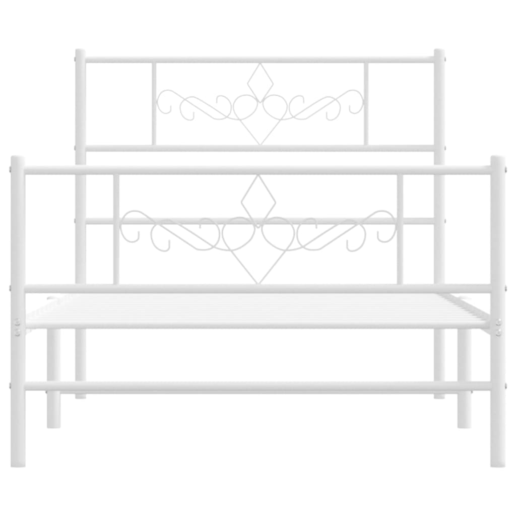 Sengeramme i metall med hode- og fotgavl hvit 90x200 cm