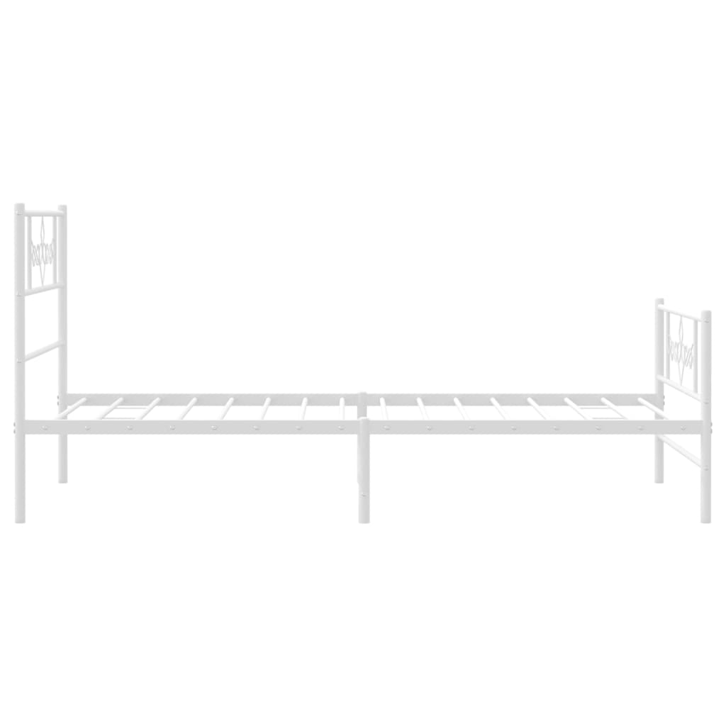 Sengeramme i metall med hode- og fotgavl hvit 90x200 cm
