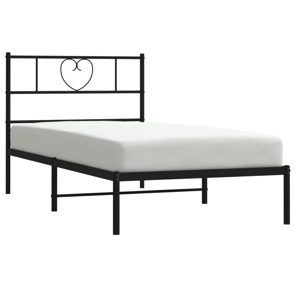 Sengeramme i metall med hodegavl svart 90x190 cm
