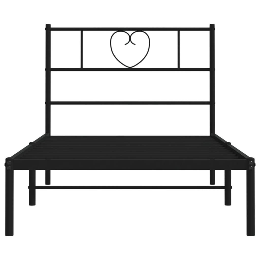 Sengeramme i metall med hodegavl svart 90x190 cm