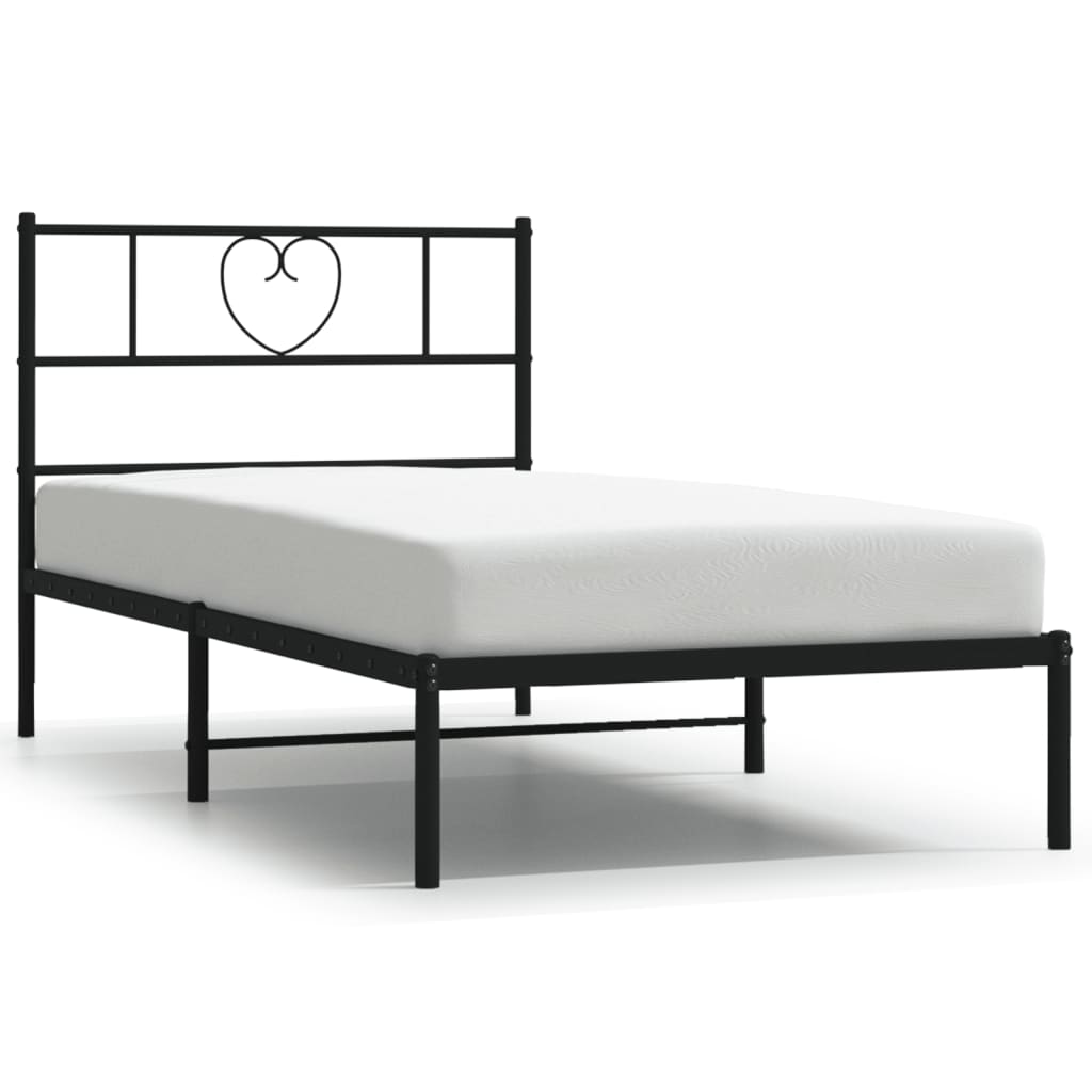 Sengeramme i metall med hodegavl svart 90x200 cm