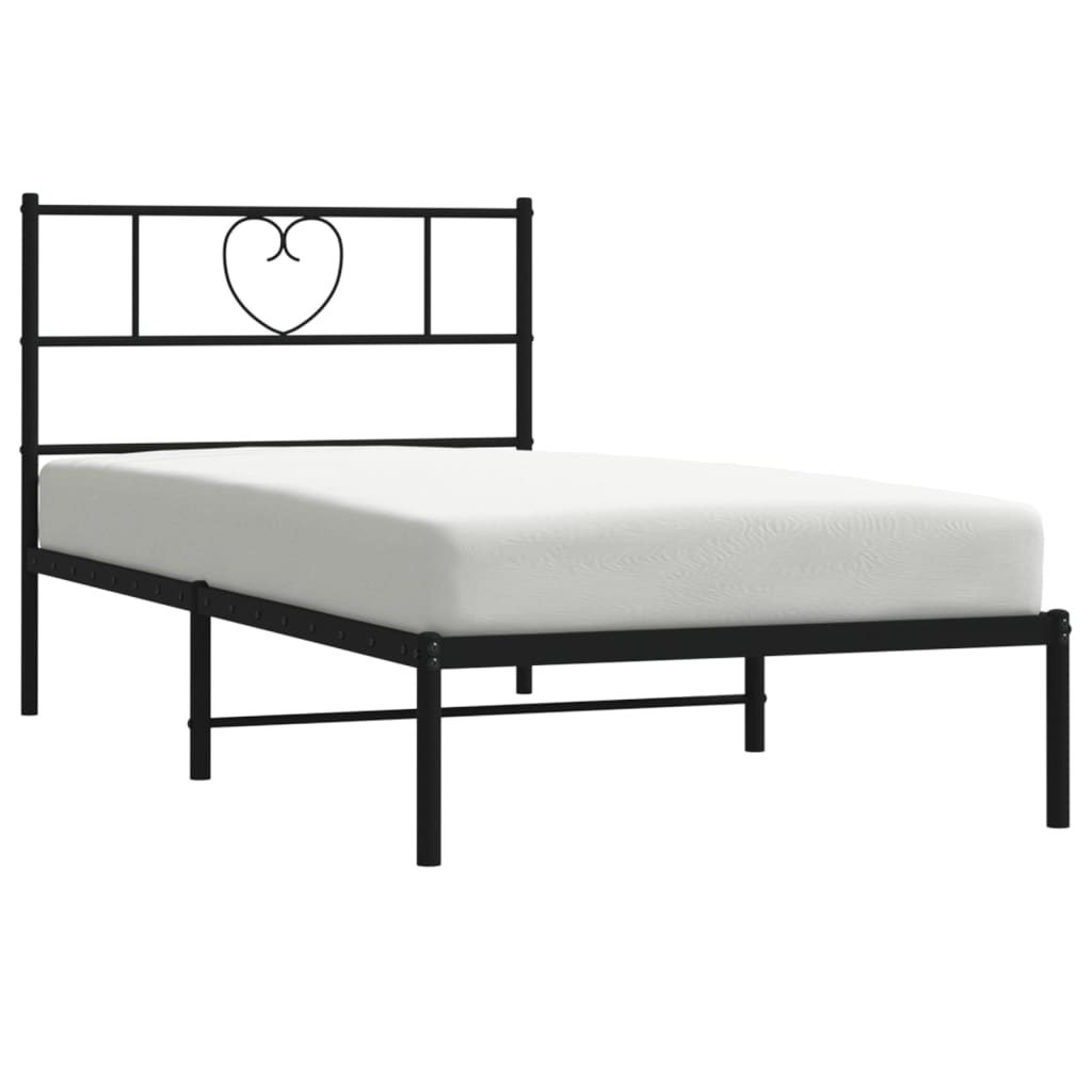 Sengeramme i metall med hodegavl svart 90x200 cm