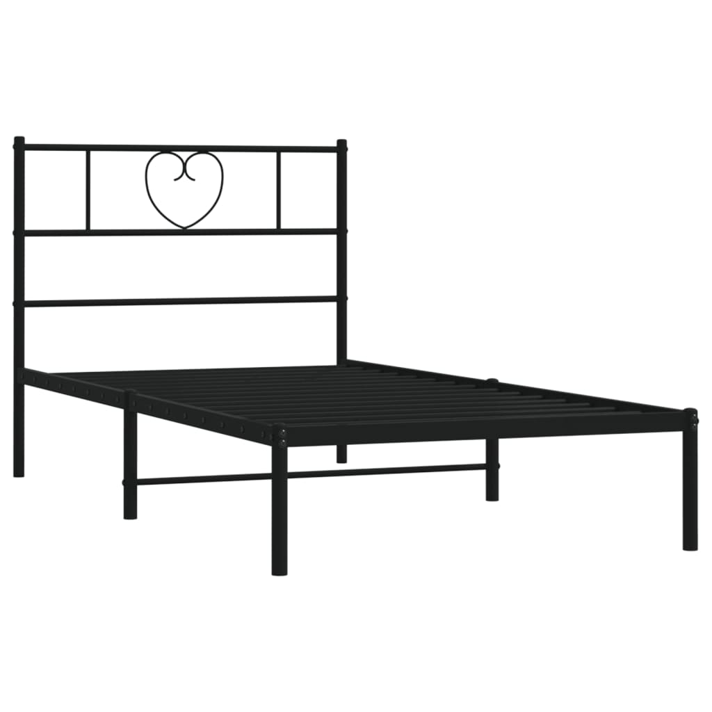 Sengeramme i metall med hodegavl svart 90x200 cm