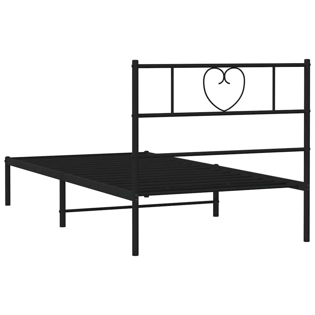 Sengeramme i metall med hodegavl svart 100x190 cm